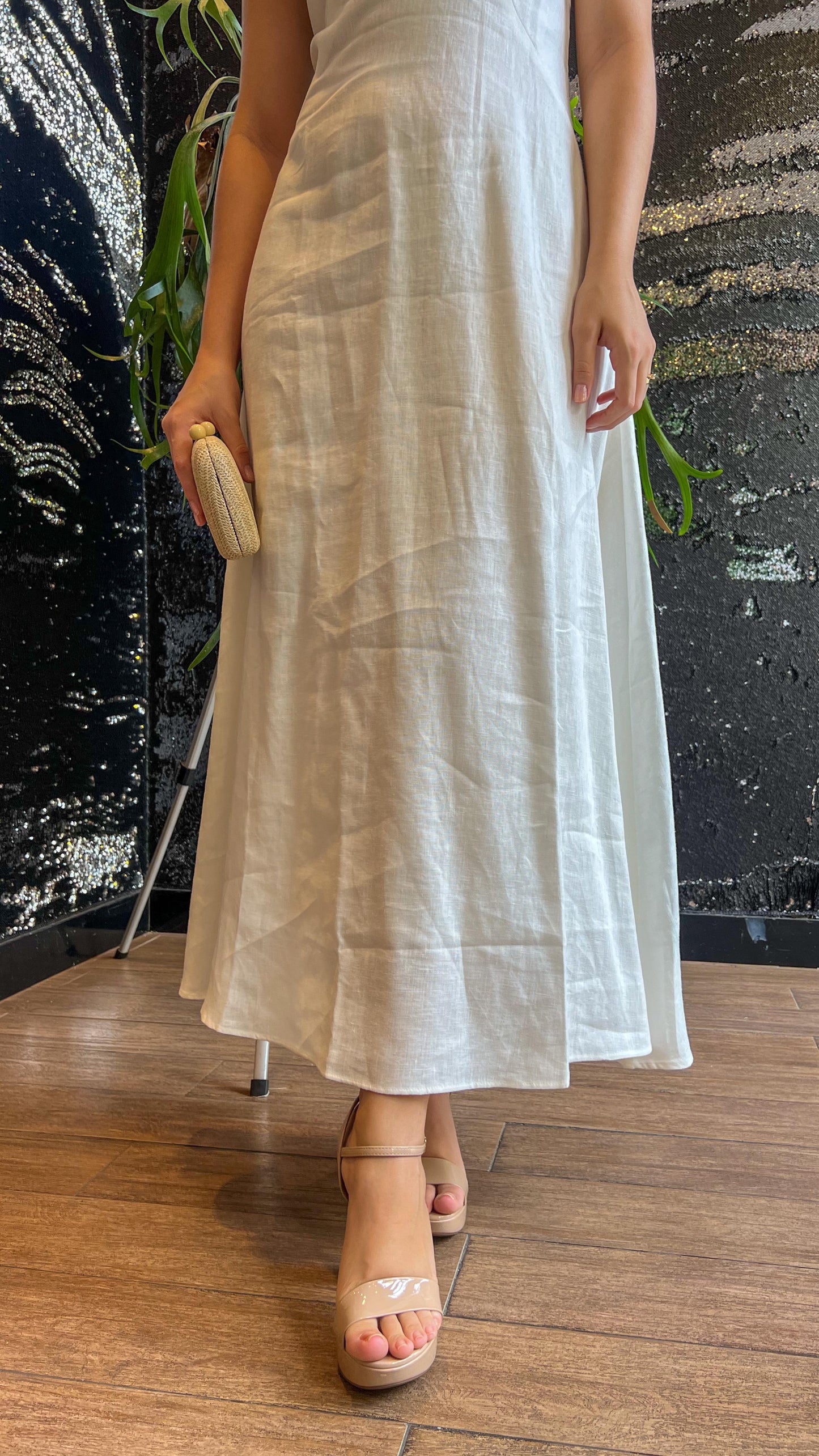 Vestido longo de linho Claúdia