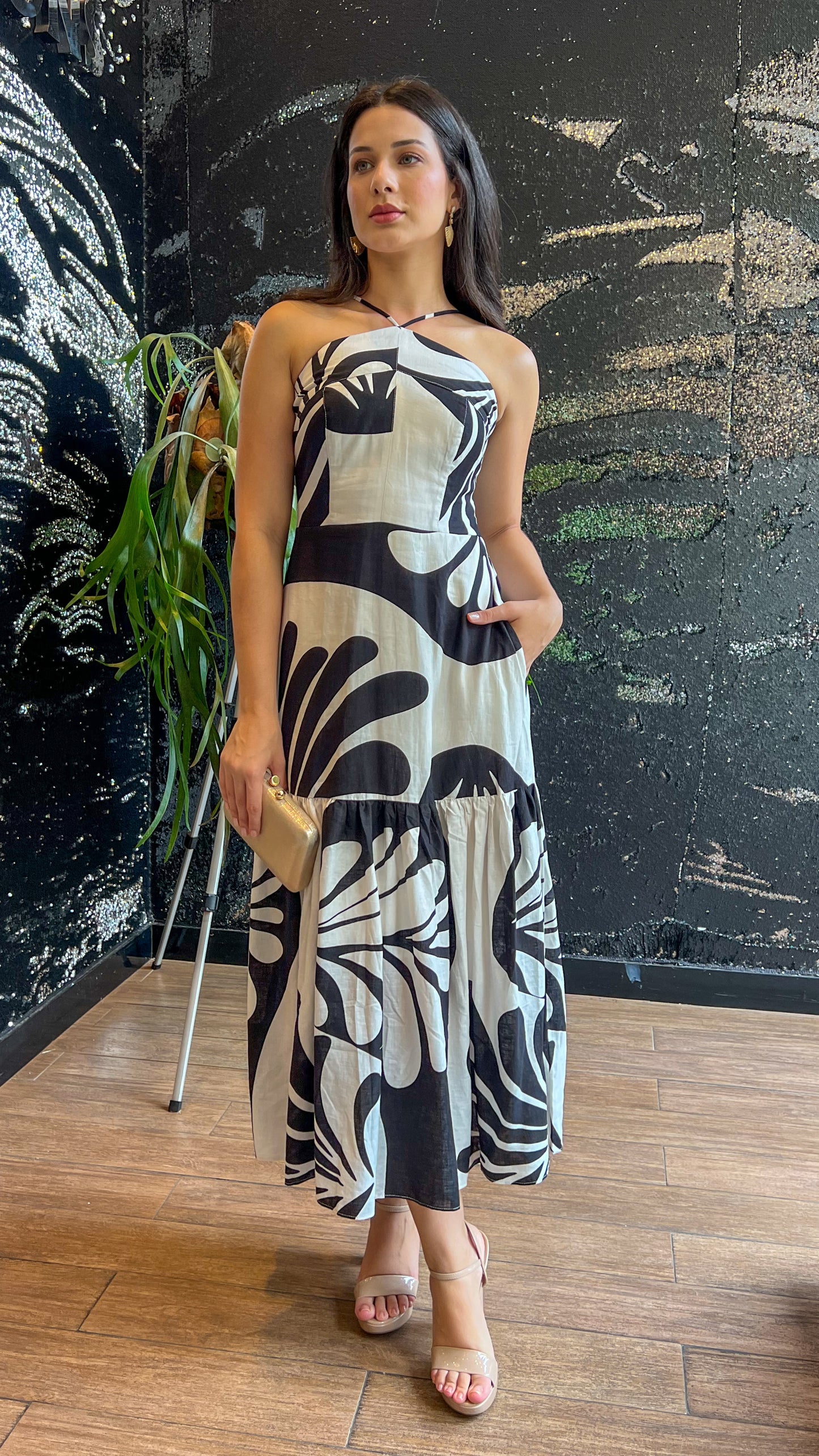 Vestido longo estampado flowers