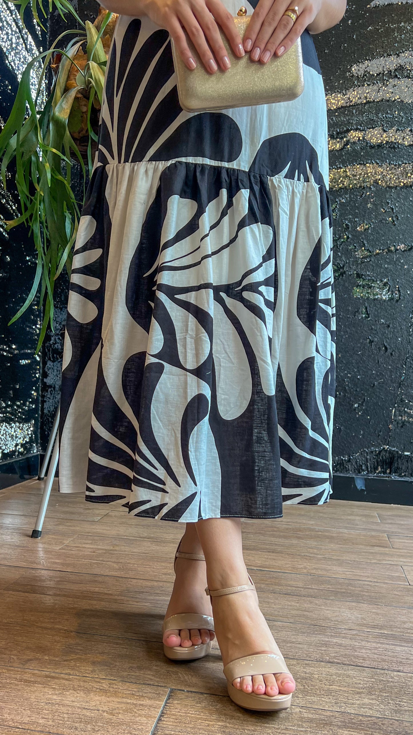 Vestido longo estampado flowers