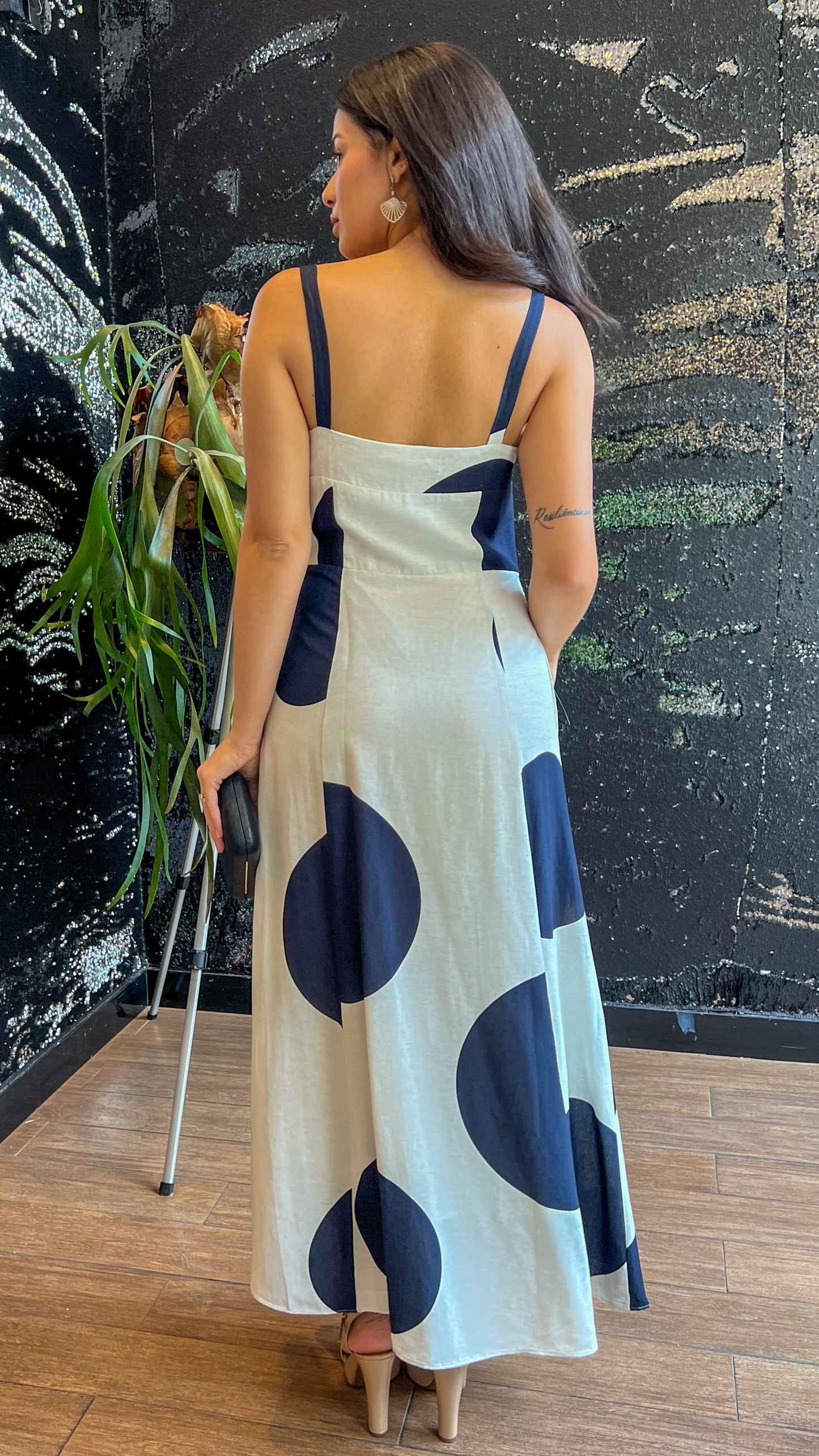 Vestido longo estampado Maria