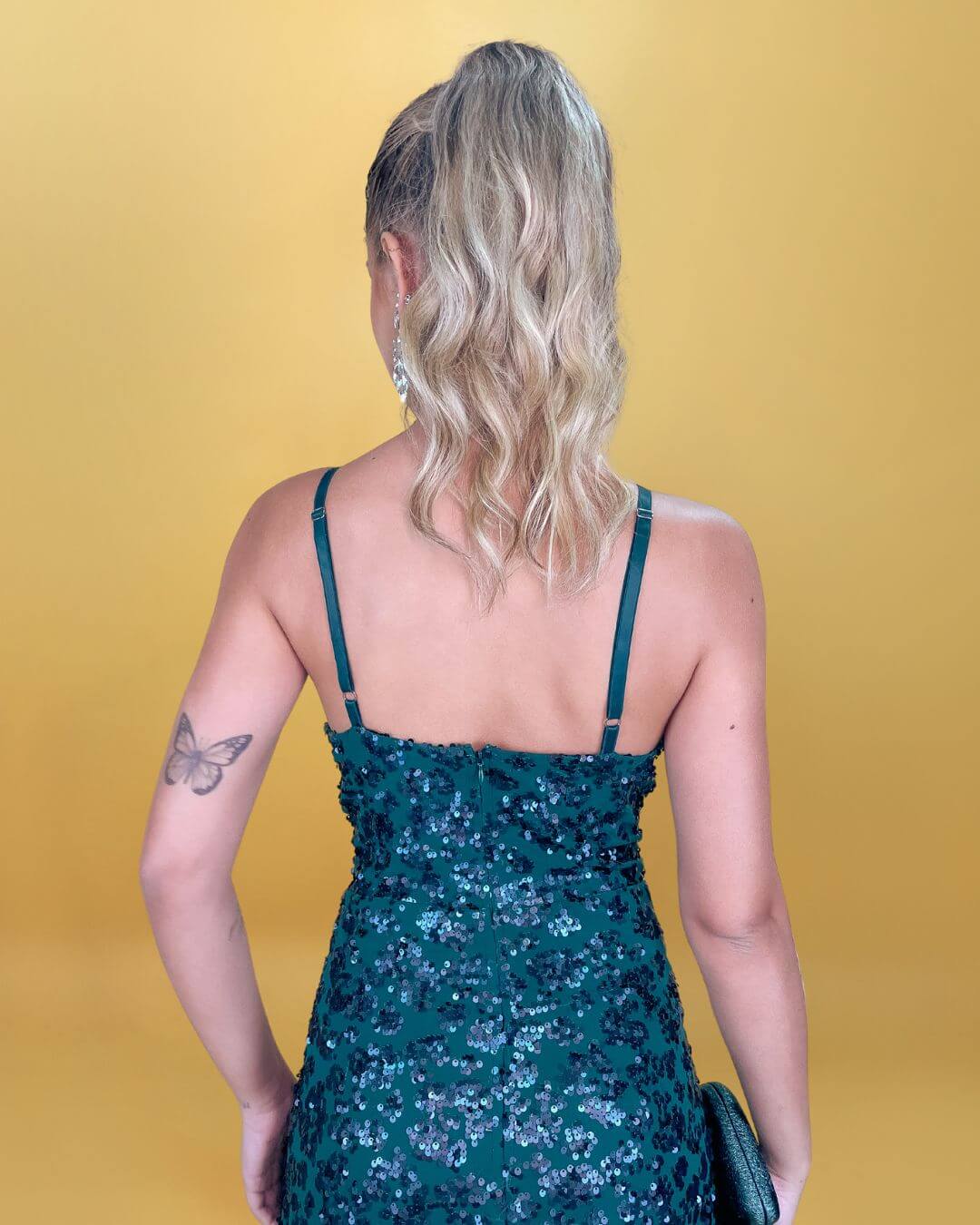Vestido longo verde militar