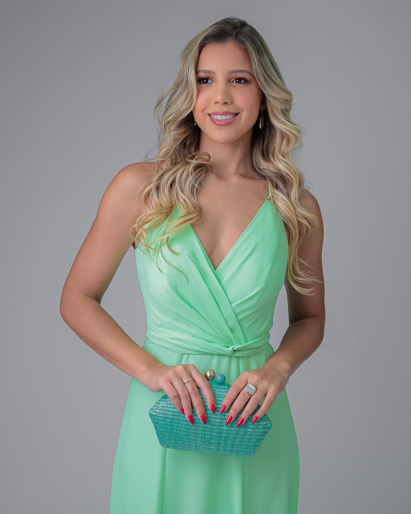 Vestido longo verde lima