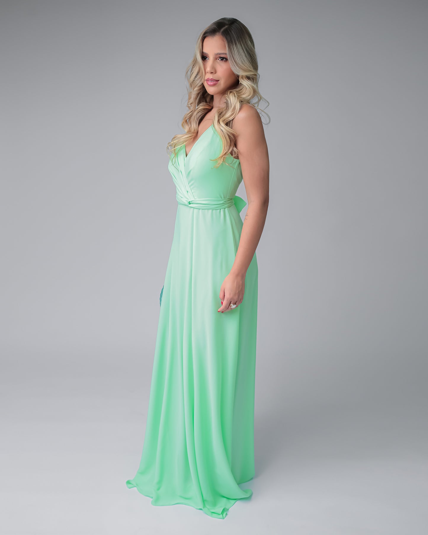 Vestido longo verde lima
