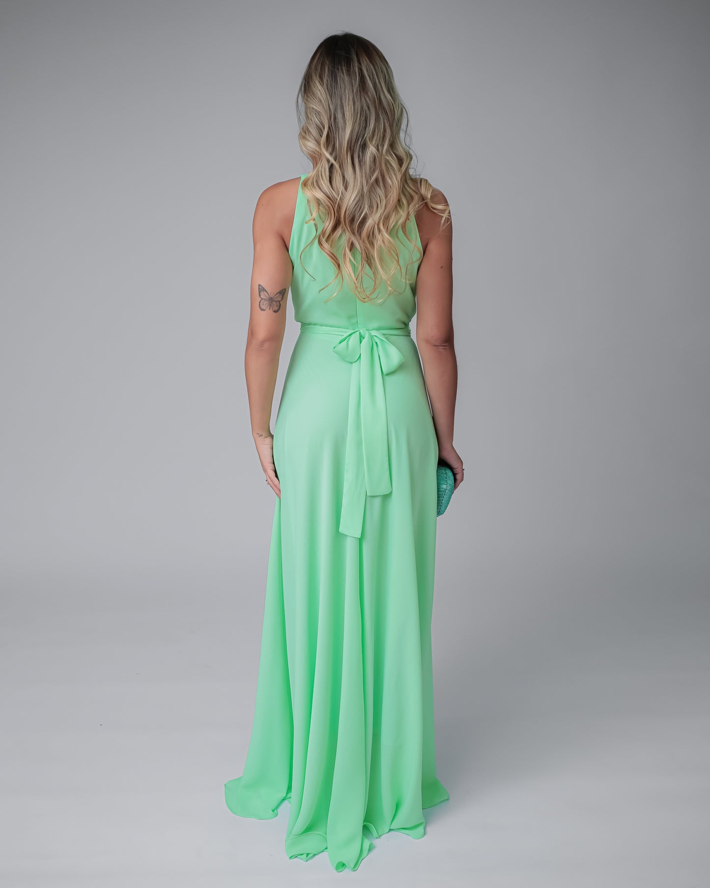 Vestido longo verde lima