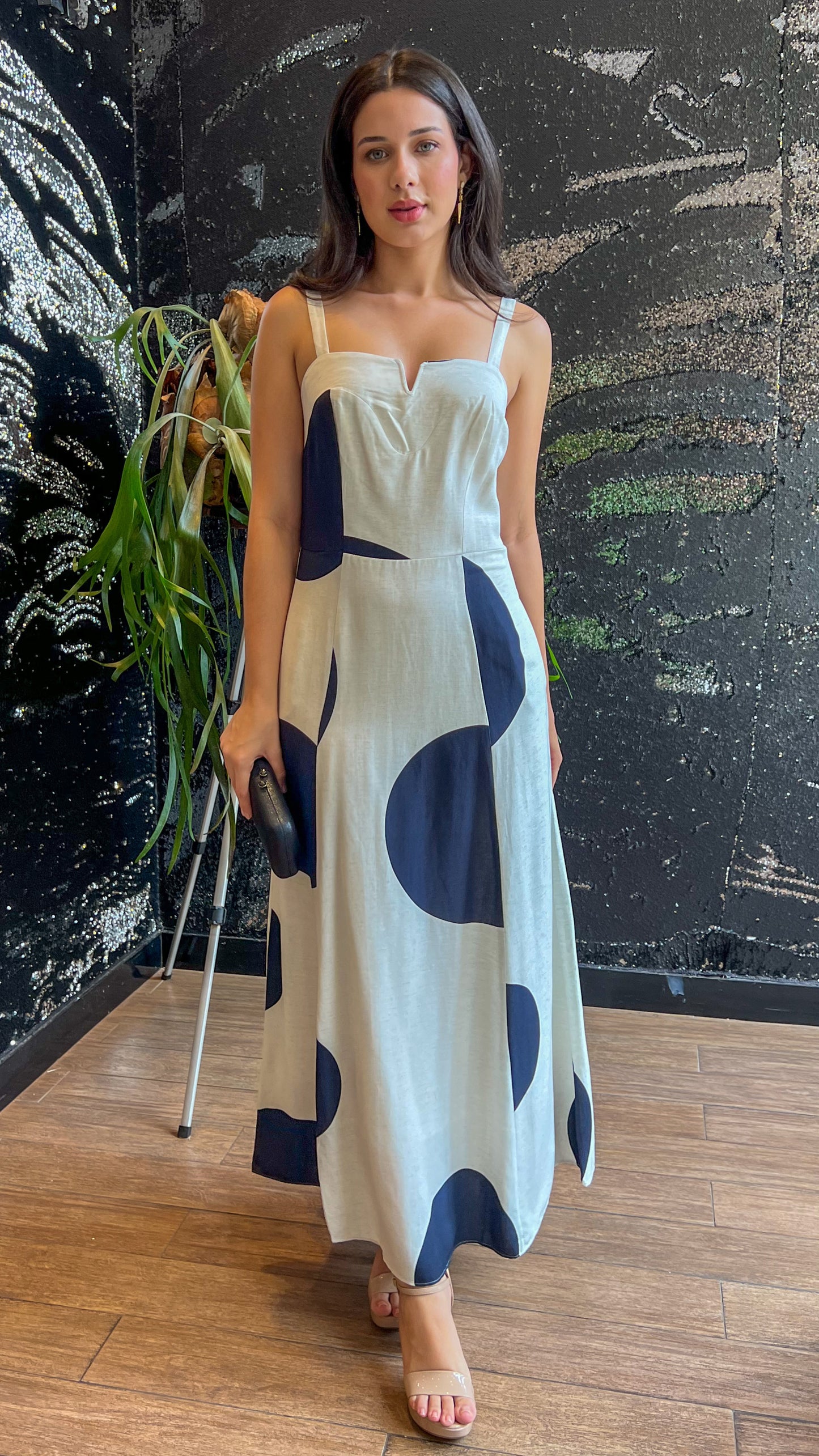 Vestido longo estampado Maria