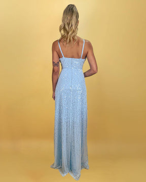 Vestido longo azul serenity