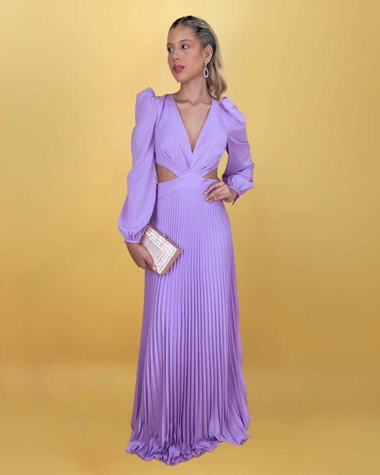 Vestido longo lavanda