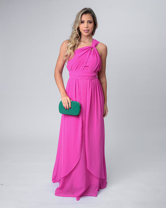 Vestido longo fluido pink